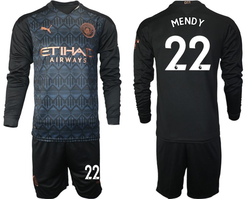 Men 2020-2021 club Manchester city home long sleeve #22 black Soccer Jerseys
